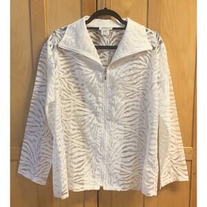 Clara Shirt XXL Womens White and Sheer with Zipper, Collar and Long Sleeves